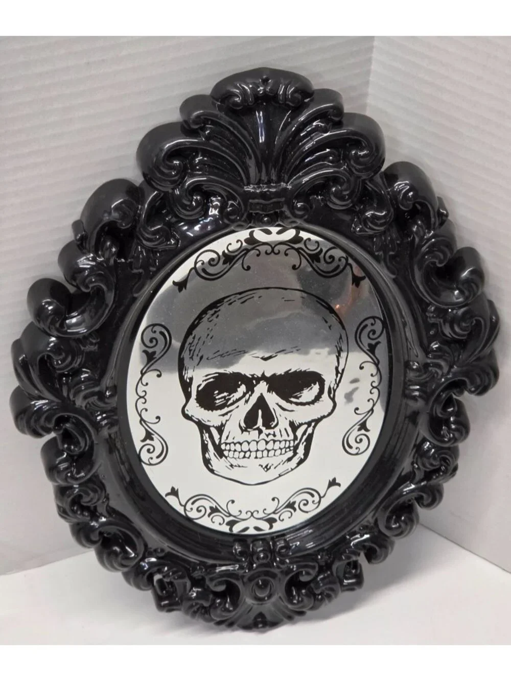 Halloween Skull Décor Lot Light Up Candle Iridescent Ceramic Gothic Mirror